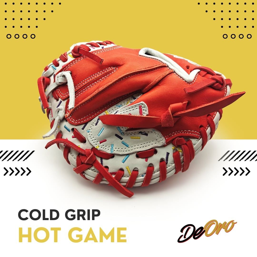 ❄️ Cold grip. 🔥 Hot game.
 control meets fire, every play gets louder with DeOro. 🧤⚾
👉 Get this glove or customize your own at DeOro.
#DeOroGloves #ColdGripHotGame #PlayItBold #RedHeat #GameChanger
