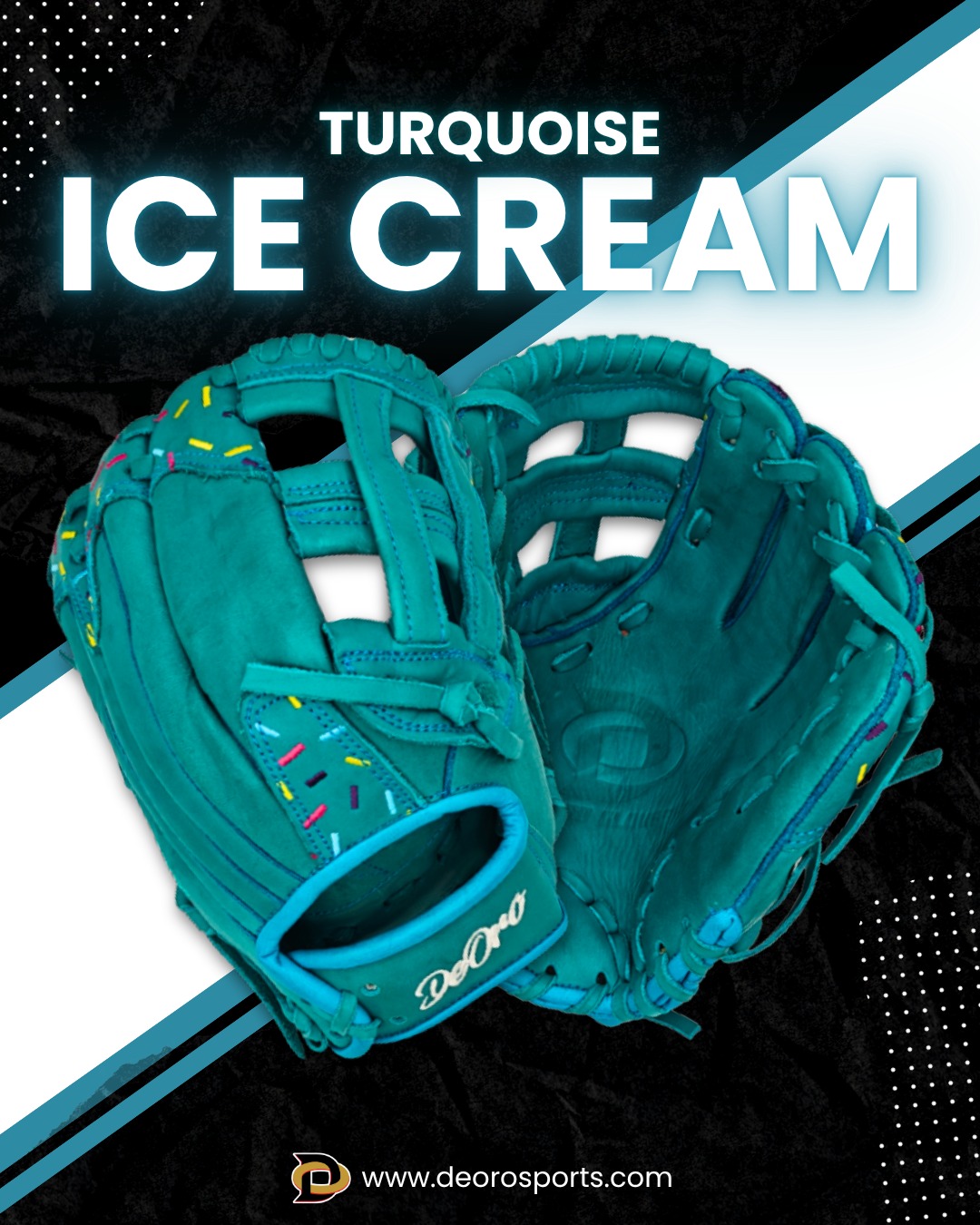 When your glove looks this sweet, the game hits different 👀🍦
Turquoise Ice Cream — for players who like flavor in every play.

Don’t miss the scoop!

#DeOroSports #CollectorGear #StandOutOnTheField #IceCreamEdition