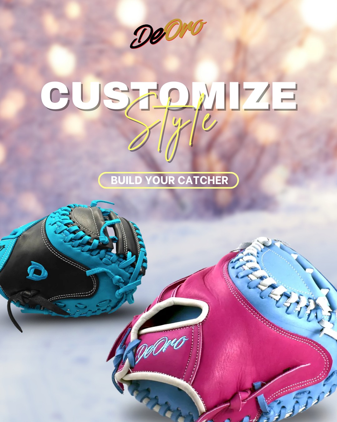 Winter drip. Catcher style. ❄️ Customize your game with bold colors and unrivaled padding.Visit us now at deorosports.com#customgloves #custom #deorosports #baseball #baseballgloves #softball #softballgloves #mlb #gloves #fyp #trending #viral #foryou