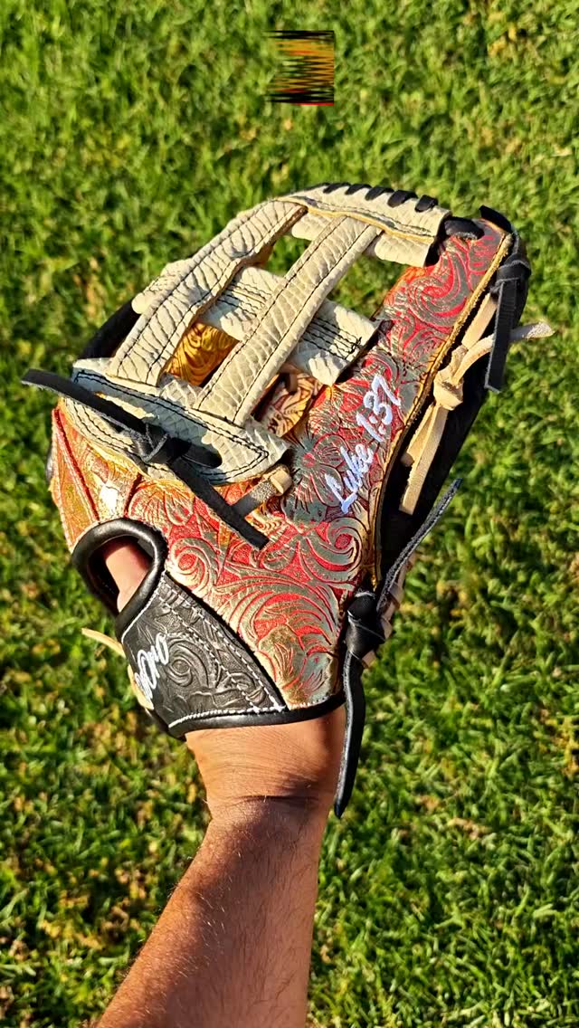 Floral Gold and Black Custom Glove#deorosports #customgloves #baseball #softball #fyp