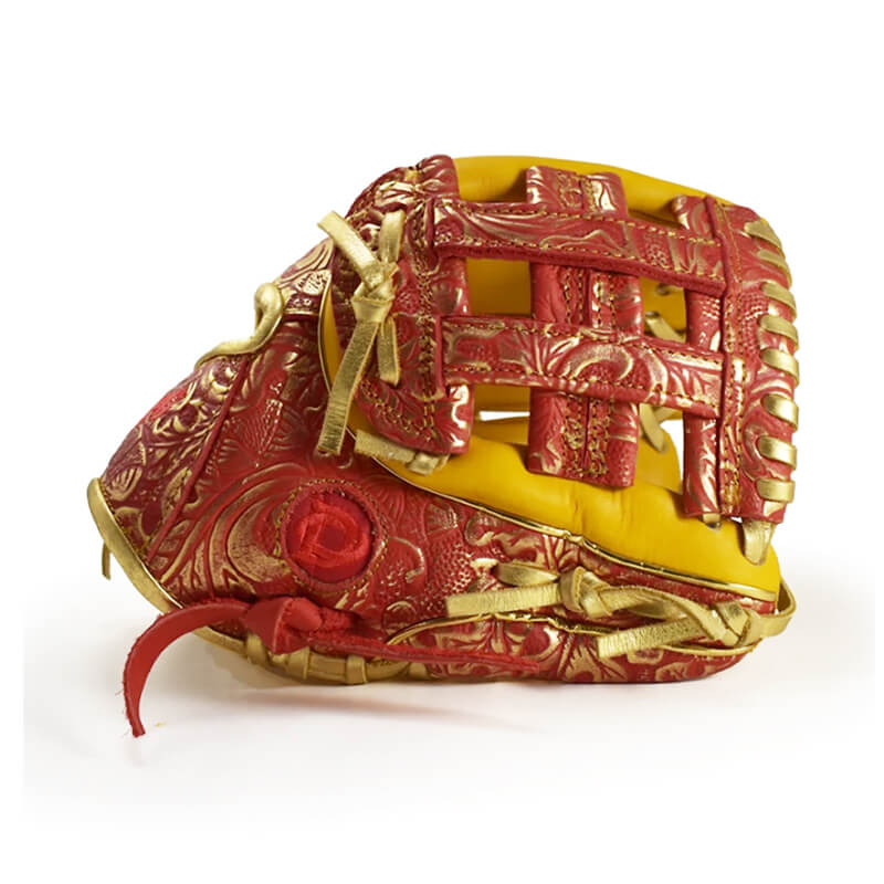 11.50" Baseball Royal Welting Infield H Web Red-Gold Floral Embossed Glove