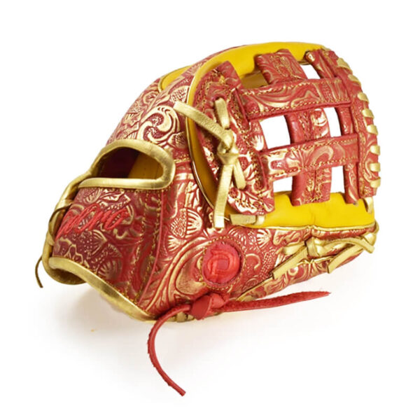 11.50" Baseball Royal Welting Infield H Web Red-Gold Floral Embossed Glove