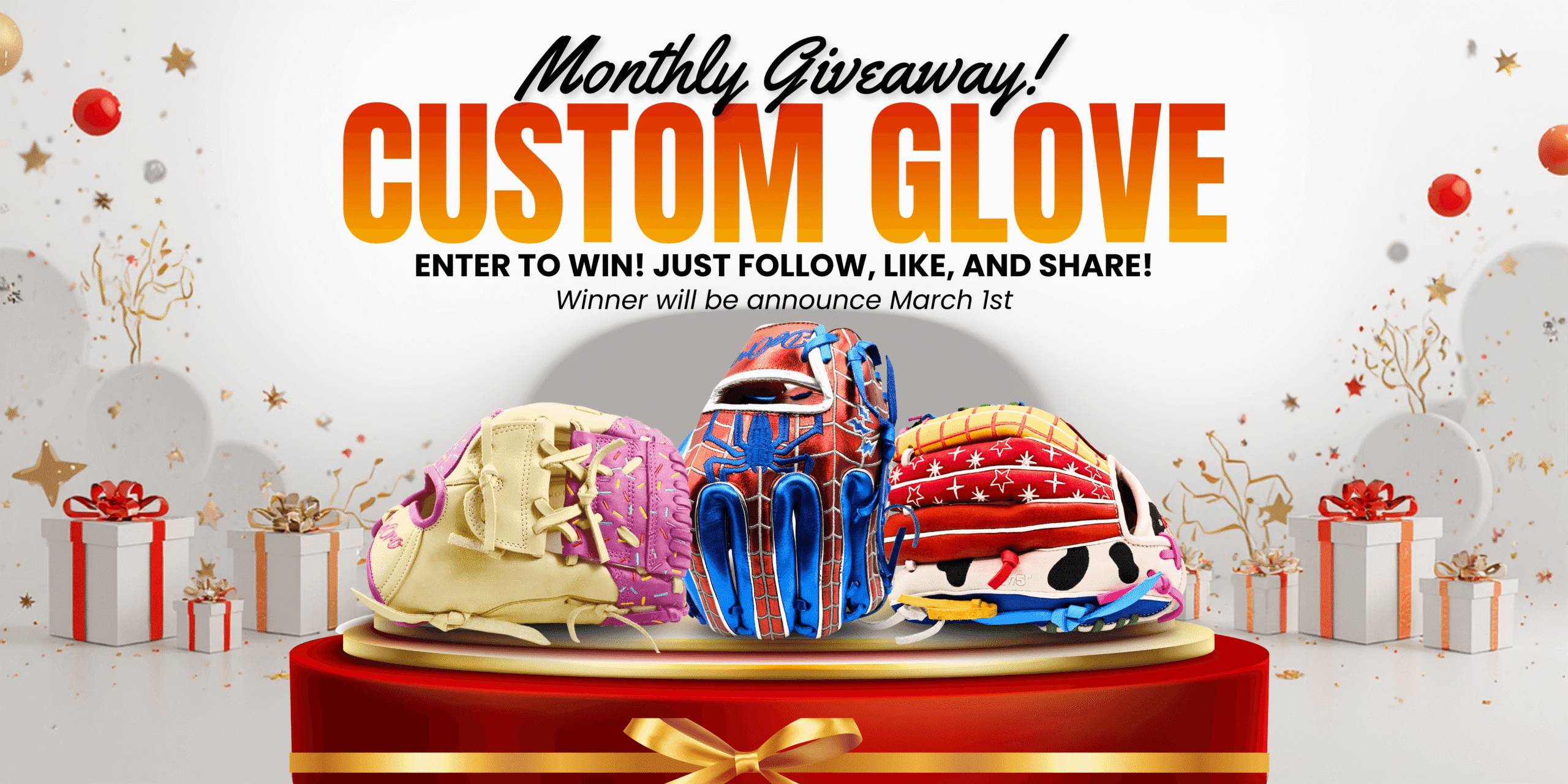 GLOVE GIVEAWAY (2) DeOro Sports Monthly Custom Glove Giveaway