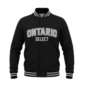 Ontario Fastpitch Custom Embroidered Black Letterman Jacket