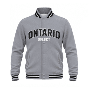 Ontario Fastpitch Custom Embroidered Grey Letterman Jacket