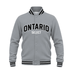 Ontario Fastpitch Custom Sublimated Grey Letterman Jacket